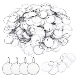 cobee 200 Pieces 1.22 Inches Metal Rim Key Tags with Labels, Key Rings Tag Round Key Labels Paper Tags with Metal Split Rings Key Chain Name Tag ID Tags for Luggage Bags Suitcases Backpack
