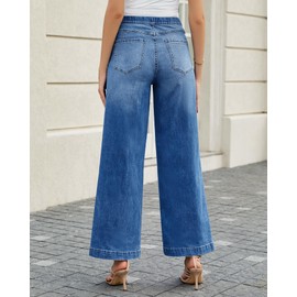 GRAPENT Women Work Jeans Casual Outfits High Waisted Wide Leg Denim Jean Pants Office Stretchy Work Jeans for Women Color Classic Blue Size L Large Size 12-14