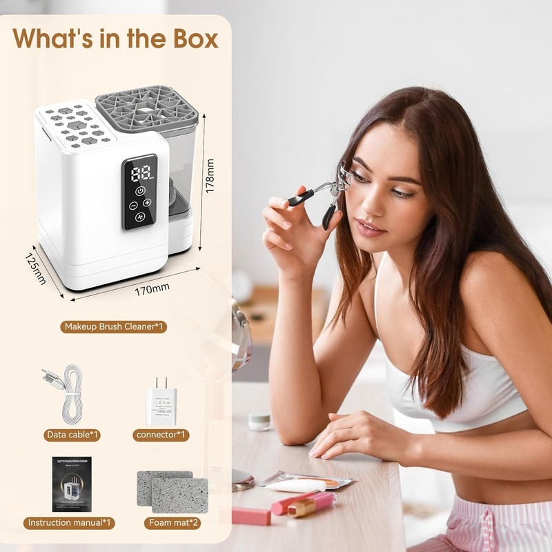 5-in-1 Electric Makeup Brush Cleaner & Dryer Machine- Portable Automatic