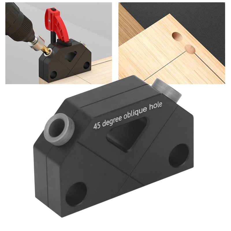 Woodworking Inclined Hole Fixture Black Aluminum Alloy 45 Degree Angle
