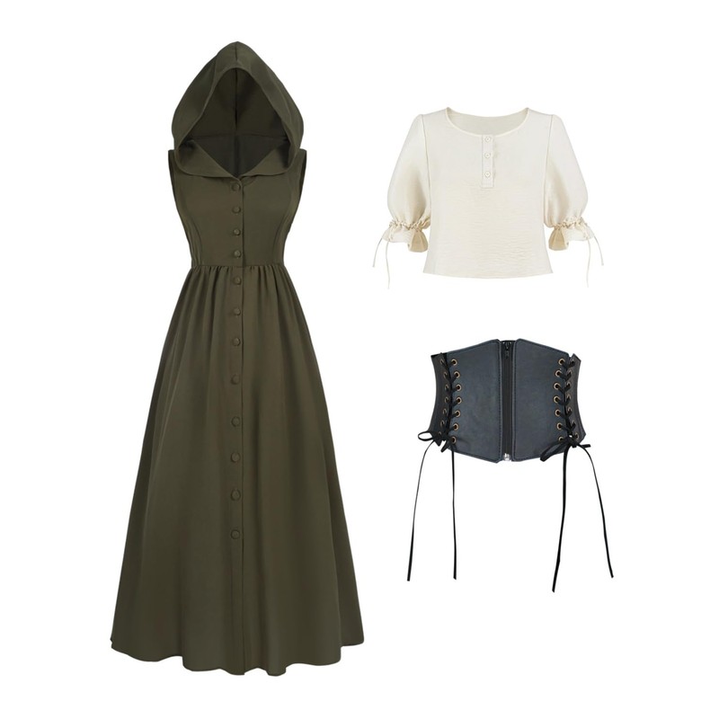 Nuoqi - Vestido renacentista para mujer, disfraz medieval de pirata,