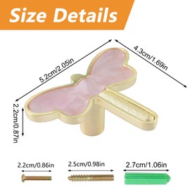 MOROBOR Decorative Dragonfly Kitchen Cabinet Knobs, 6 Pack Pink Creative Dresser Drawer Pulls Furniture Cupboard Door Pull Handles Single Hole Zinc Alloy Knob