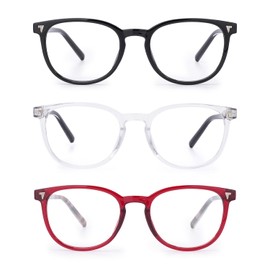 HGIOOIGH 3 Pack Reading Glasses Spring Hinge Stylish Eyestrain UV Protection Readers Oval lens 1.0