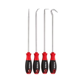 ARES 70246-4-Piece Hook and Pick Set - Includes a Large Straight Pick, 90 Degree Pick, Combination Pick and a Hook Pick - Chrome Vanadium Steel Shafts - Easily Remove Hoses, Gaskets and More