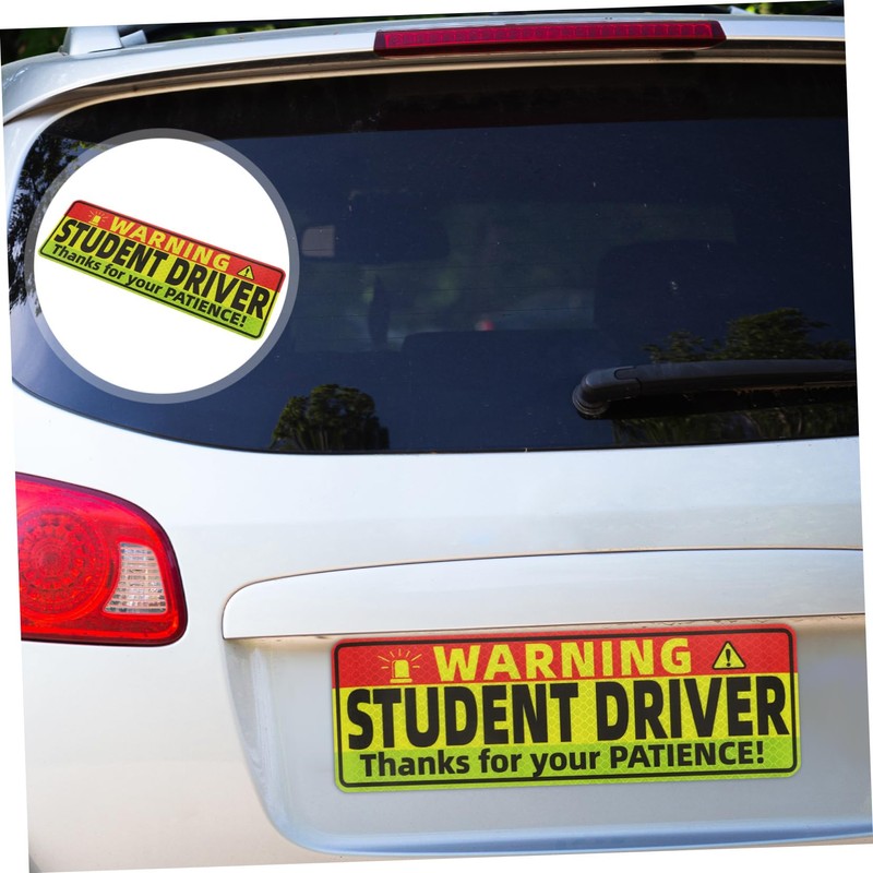 Gatuida 5pcs Reflective New Driver Vehicle Magnets Decals Safety Warning