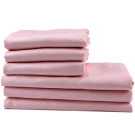 Bazasa Pack of 6 Microfibre Cloths Window Cloths Streak-Free 60 x 40 cm and 40 x 40 cm Pink Reusable Cleaning Cloths Kitchen Fishscale Cleaning Cloths Cleaning Cloths Multi-Purpose Cloths for Car Care