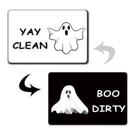 MeiFuJuW Funny Dishwasher Magnet Clean Dirty Sign, Cute Ghost Universal Double Sided Refrigerator Magnet,Double Sided Reversible Dish Washer Flip Indicator for Kitchen Home Accessories Decor