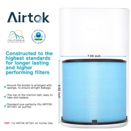 AIRTOK Air Purifier AP1001 Replacement Filter, 5-Layer Purification System, H13 True HEPA Filter