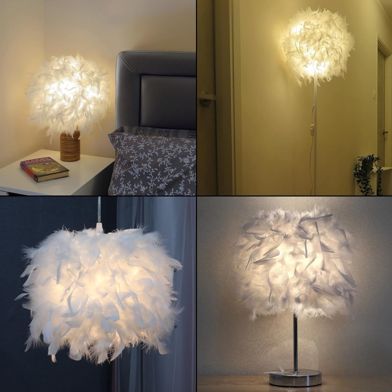 Feather Light Shade Ceiling 30Cm Ceiling Light Shade, Feather Lampshades
