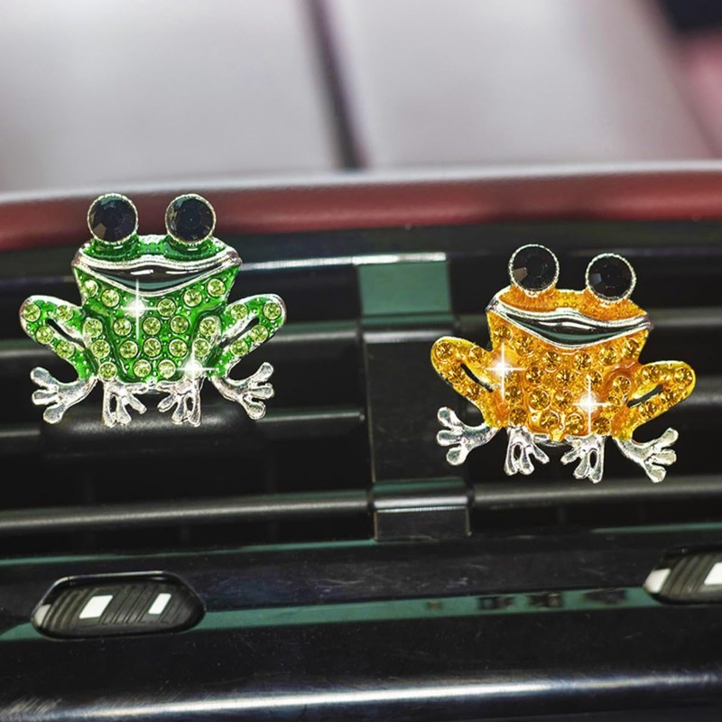 Bling Frog Car Air Freshener Vent Clip, Sparkly Crystal Rhinestone