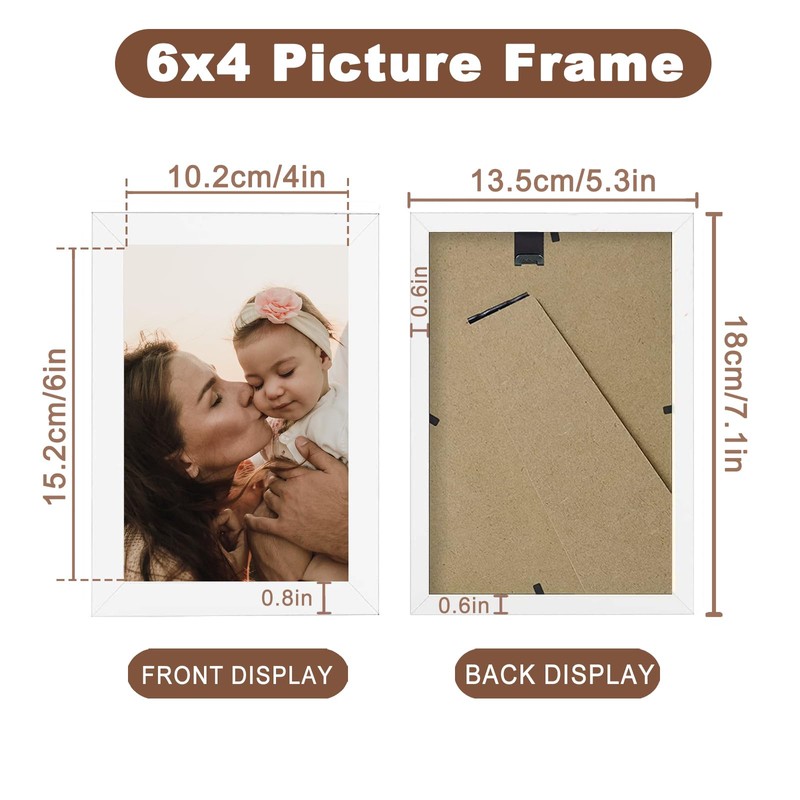 DMSELL 4 Pack White 6x4 Photo Frame, White Picture Frames