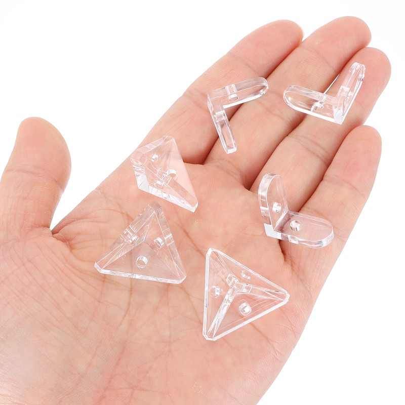 sourcing map 8 Set Acrylic Corner Bracket L-Shaped and Triangle
