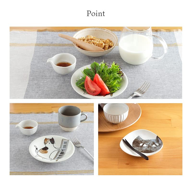 EAST Table Medium Plate, Nekomaruke, Pianist, 6.2 inches (15.8 cm)