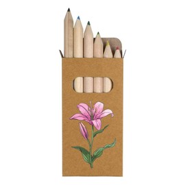 Azeeda 6 x 'Lily Flower' Short 85mm Pencils/Coloured Pencil Set (PE00068020)