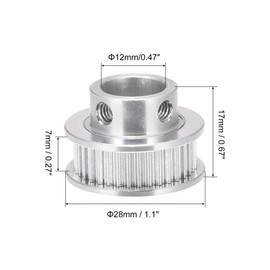 sourcing map 40 Teeth 12mm Bore Timing Pulley, Aluminium Synchronous Wheel Silver for 3D Printer Belt, CNC Machine