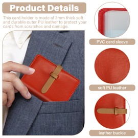 DEEZOMO 40 Card Capacity PU Leather Credit Card Holder & RFID Wallet for Men Women, Slim Travel Wallet with Secure Storage Compact Organizer for Business-Red