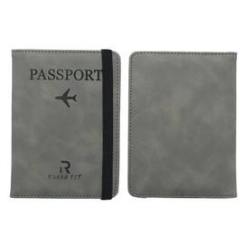 ROUGH FIT Passport Holder, Premium PU Leather Passport Cover with RFID Blocker, Portable Passport Cover, Travel Passport & Id Documents Holder for Men & Women (Grey)