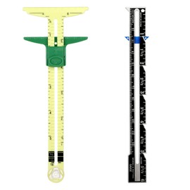 2 Pack Sliding Gauge Measuring Sewing Tool, 5-in-1 Sliding Gauge Measuring Sewing Ruler, Fabric Quilting Ruler, Stainless Steel Sliding Gauge Sewing Ruler for Knitting Crafting Sewing Supplies