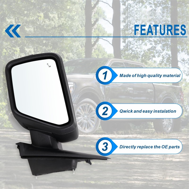 Left Driver Side Mirror Compatible With 2021-2026 Ford F150 With