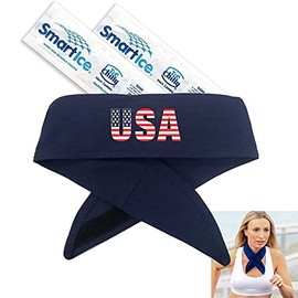 Tie Chilly Ice Cool Neck Cooler Bandana, with 2 Smartice Cooling Strips, Enabling prolonged Cool Comfort at Home, Work or Play. (Navy, USA)