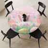 cfpolar Round Fitted Tablecloth, Easter Eggs Cute Bunny Elastic Edge