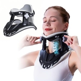 zenopax Cervical Neck Traction Device, Neck Stretcher for Neck Traction and Support, Adjustable Devices for Home Use to Relieve Neck Pressure and Pain (Deep Black)