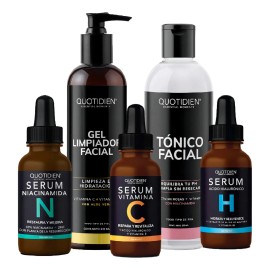Kit Skincare - Limpiador Facial  Tonico Facial  Serum Vitamina C  Suero Acido Hialuronico  Serum Niacinamida - Cuidado Facial Antienvejecimiento Skin 