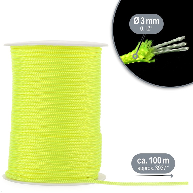 com-four® Paracord cord Ø 3mm, 100m - rope with 3