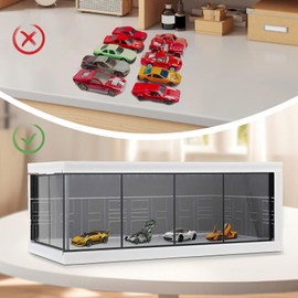 Perfeclan 1:64 Scale Model Car Display Case, Vehicle Garage Display Case, Father's Day Gifts, Collectibles for Model Cars, Figure Figure Layout, Black