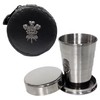 Knight 2oz Collapsible Drinking Cup with Leather Welsh Feathers Case