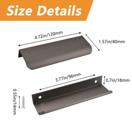 MOROBOR Modern Style Finger Edge Pull, 8pcs Aluminum Alloy Furniture Drawer Handles Hidden Cabinet Kitchen Drawer Handles Knobs, 120mm/Gray Brown