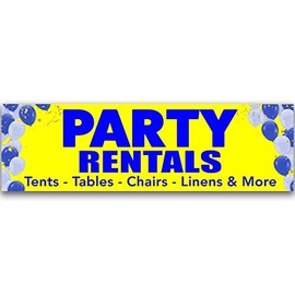 Party Rentals Vinyl Banner 10 Feet Wide by 3 Feet Tall