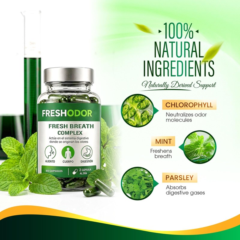 Chlorophyll Capsules, Freshodor Para Mal Aliento with Chlorophyll Mint Parsley,