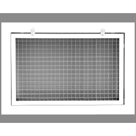 HVAC Premium 6" x 14" Cube Core Eggcrate Return Air Filter Grille for 1" Filter - Aluminum - White [Outer Dimensions: 8.5" x 16.5"]