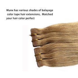 22Inch Tape in Extension Human Hair Strawberry Blonde Real Hair Skin Weft Hair Extensions for Women 20PCS 60g Blonde Remy Straight Natural Hair Extensions