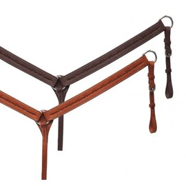 Showman Argentina Cow Leather Breast Collar with Barbed Wire Tooled Design (Dark Oil)