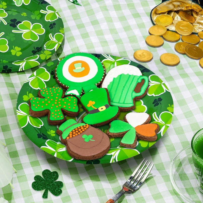 St Patrick's Day 40Pcs Disposable Paper Plates,Including 20pcs 9" and