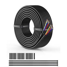 NAOEVO 18 Gauge Wire 4 Conductor Wire, 18 AWG 4 Core Stranded PVC Cable, Tinned Copper/Low Voltage 12V/Flexible Extension Cord for Automotive Trailer Wiring, Lamp Cord, Marine, RGB Cable (30FT)