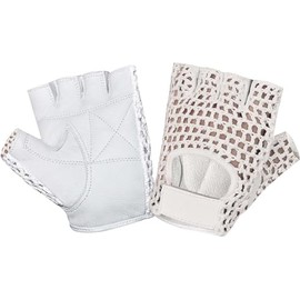 Kango Fitness MESH Leather Fingerless Weight Lifting Exercise Gym Wheelchair Gloves White W 1061 (S)