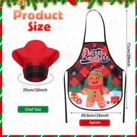 Geyoga 4 Sets Christmas Kids Apron and Chef Hat with Pocket for Girls Toddler Boys Snowman Deer Gingerbread Santa Apron for Kitchen Baking Crafting Painting Party Supplies