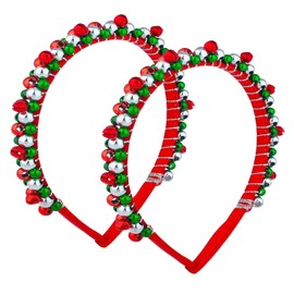 Christmas Headband, Pack of 2, Christmas Headpiece, Adult Christmas Headband, Christmas Hair Accessories with Bell, Christmas Hair Hoop for Children and Adults, Red Green