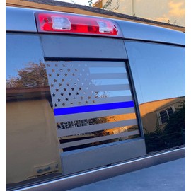 Xinghe for Nissan Frontier 2013-2023, American Flag Decals for Truck Back Middle Window, Matte Black USA Flag Decal for Truck Back Sliding Window