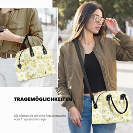 Clastyle Summer Large Insulated Lunch Bag Women Waterproof Small Cool Bag Adult with Strap Leakproof Lunch Bag for Picnic Work Office Bee Daisy