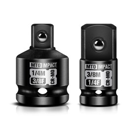 MTO 2-Piece Impact Socket Adapter and Reducer Set, 3/8" Female to 1/4" Male Reducer, 1/4" Female to 3/8" Male Adapter, CR-MO, for Impact Wrench & Ratchet Use