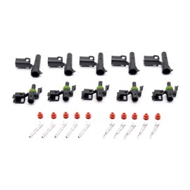 Weather Pack Connector 12015791 12010996, 5 Sets 1 Pin Automotive Waterproof Car Electrical Connectors 20-14AWG Wire Harness Connectors with Male and Female Terminals Pins Socket Contacts