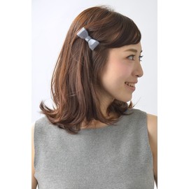 VINGTAINE H-677-BK Simple Color Ribbon Barrette Tortoise Shell Acrylic Hair Accessories, Black