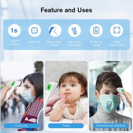 Touchless Thermometer for Adults,Forehead and Ear Thermometer for Fever,Infrared Magnetic Thermometer for Baby Kids Adults Surface and Room (White)