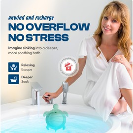 Silicone Bathtub Overflow Drain Cover – Adds Inches of Water for Deeper, Relaxing Baths – Spa Bathroom Accessories & Tub Overflow Drain Cover Stopper – Fits Standard Drains in Deep Sea Blue