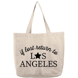 Natural Canvas Tote Bag If lost return to Los Angeles cursive funny home LAX California funny gift