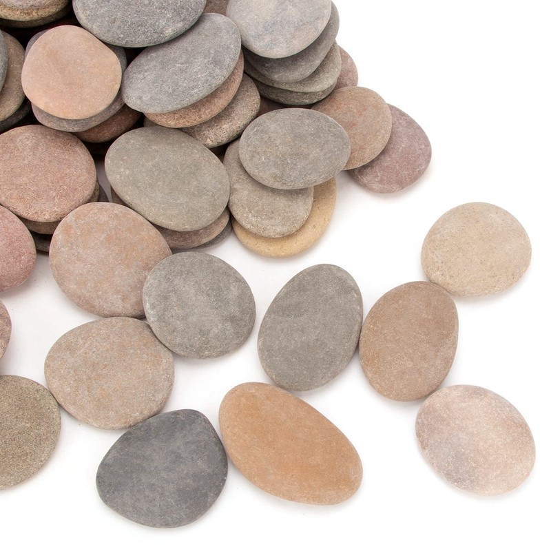 BLXQI 232-240 PCS Craft Rocks, 1.3"-2.2" Round Grey Rocks, 18